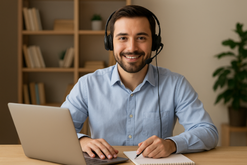 Tutor teaching students online