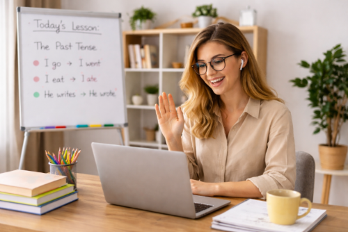 Tutor teaching a student